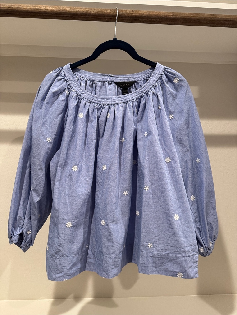 J. Crew Light Blue Daisy Embroidered Peasant Blouse for Kids